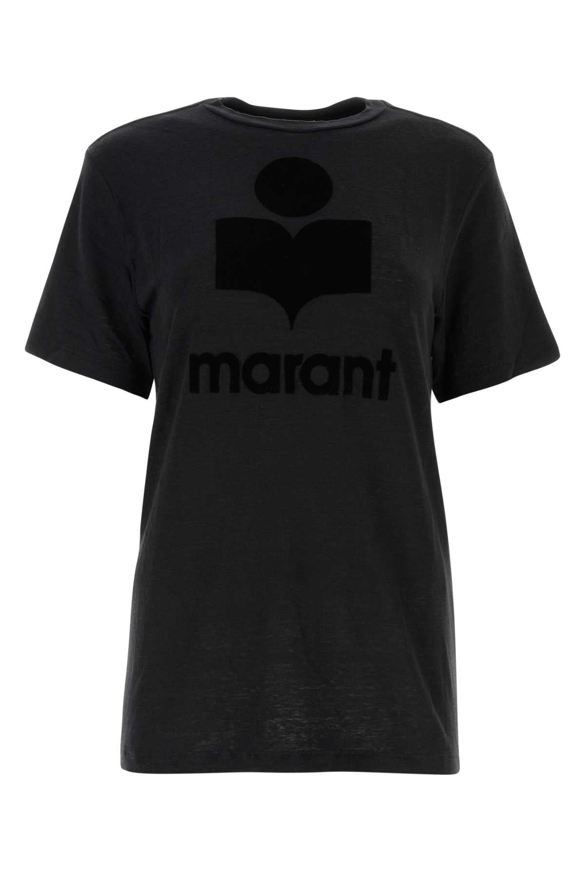 Isabel Marant Etoile Logo-Printed Linen T-Shirt — Black