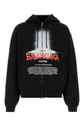 Sudadera con capucha de algodón con el logo de Balenciaga — Negro