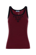 Prada Striped Recycled Silk Tank Top — Red