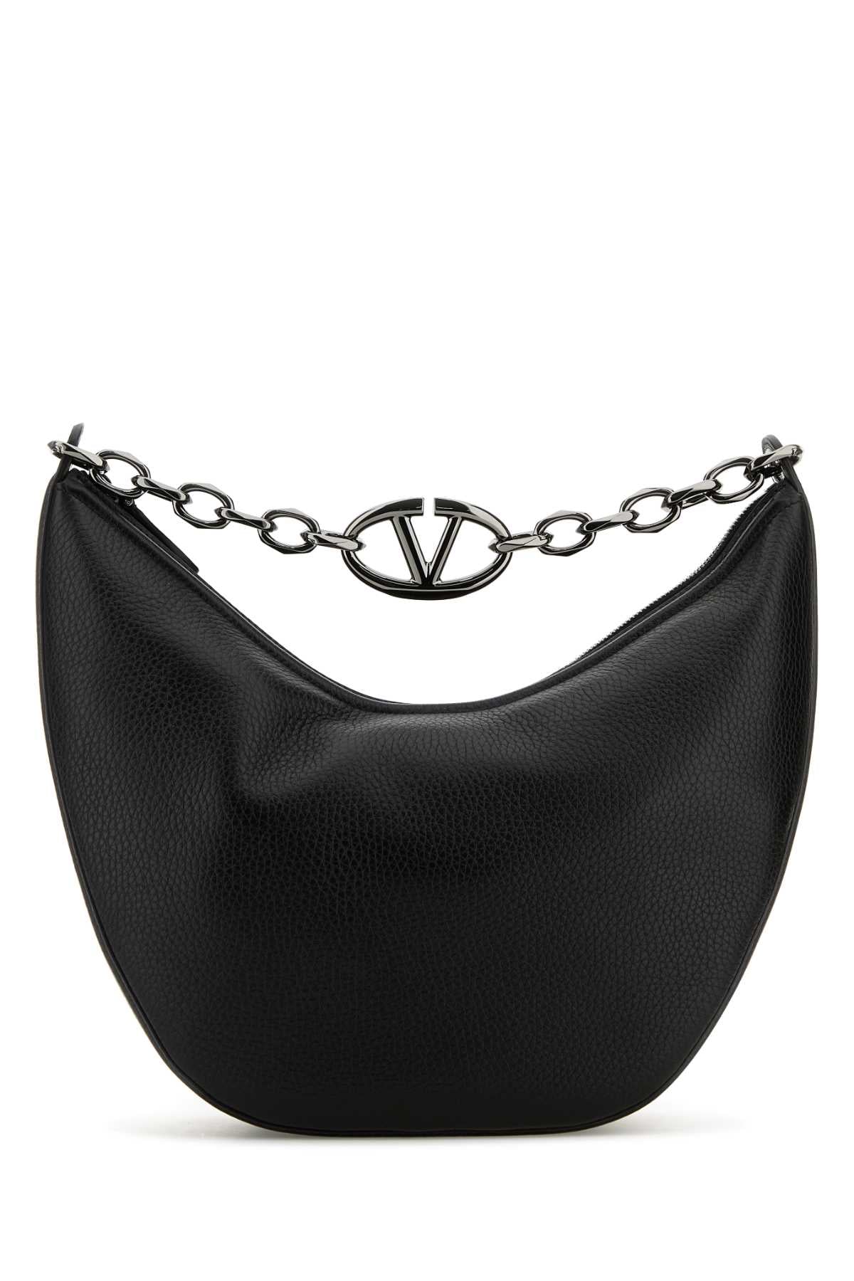 Valentino Garavani Chain-Link Vlogo Hobo Shoulder Bag — Black