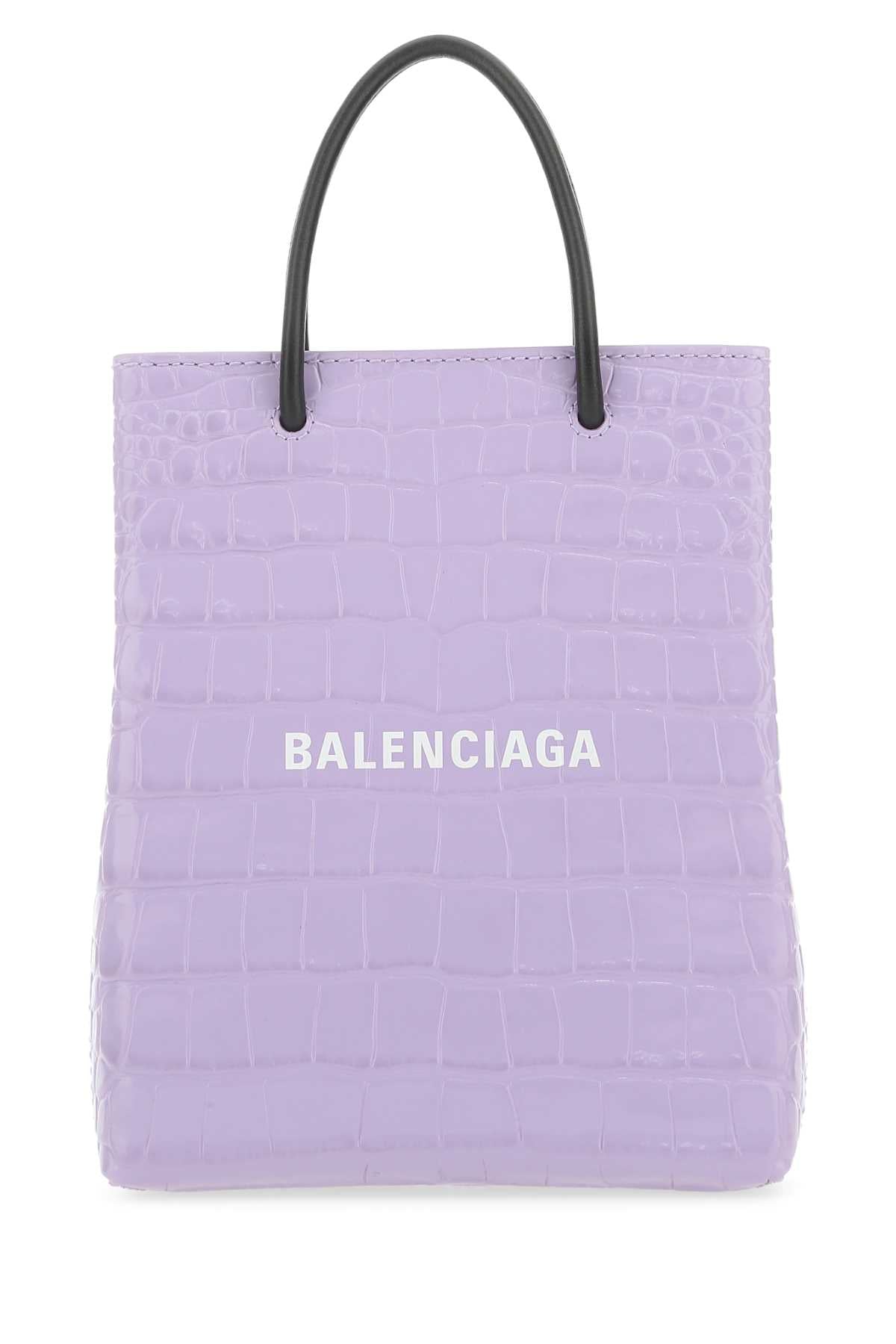 Balenciaga Crocodile-Embossed Calf Leather Tote Bag — Purple