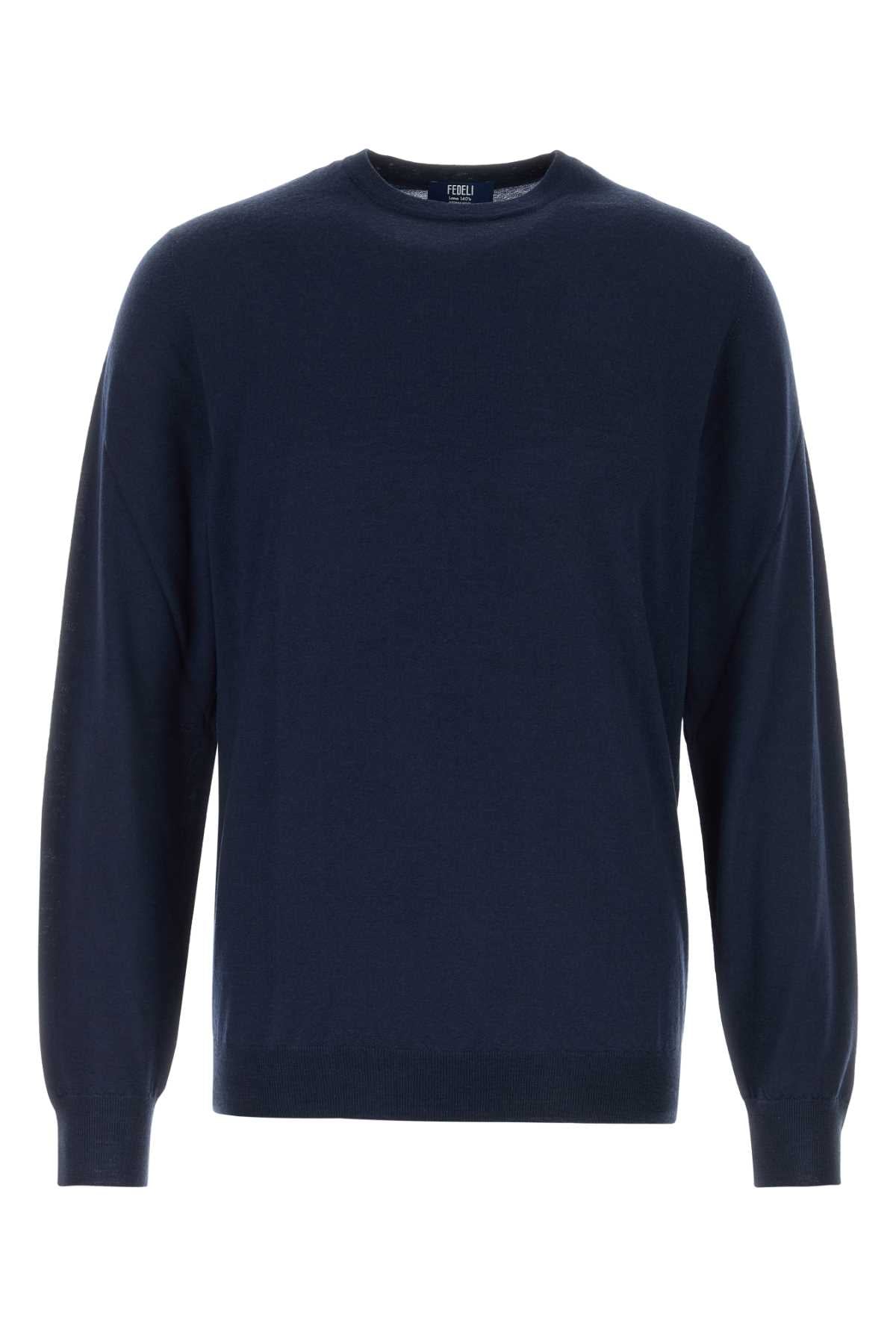 Fedeli Girocollo Sweater — Navy