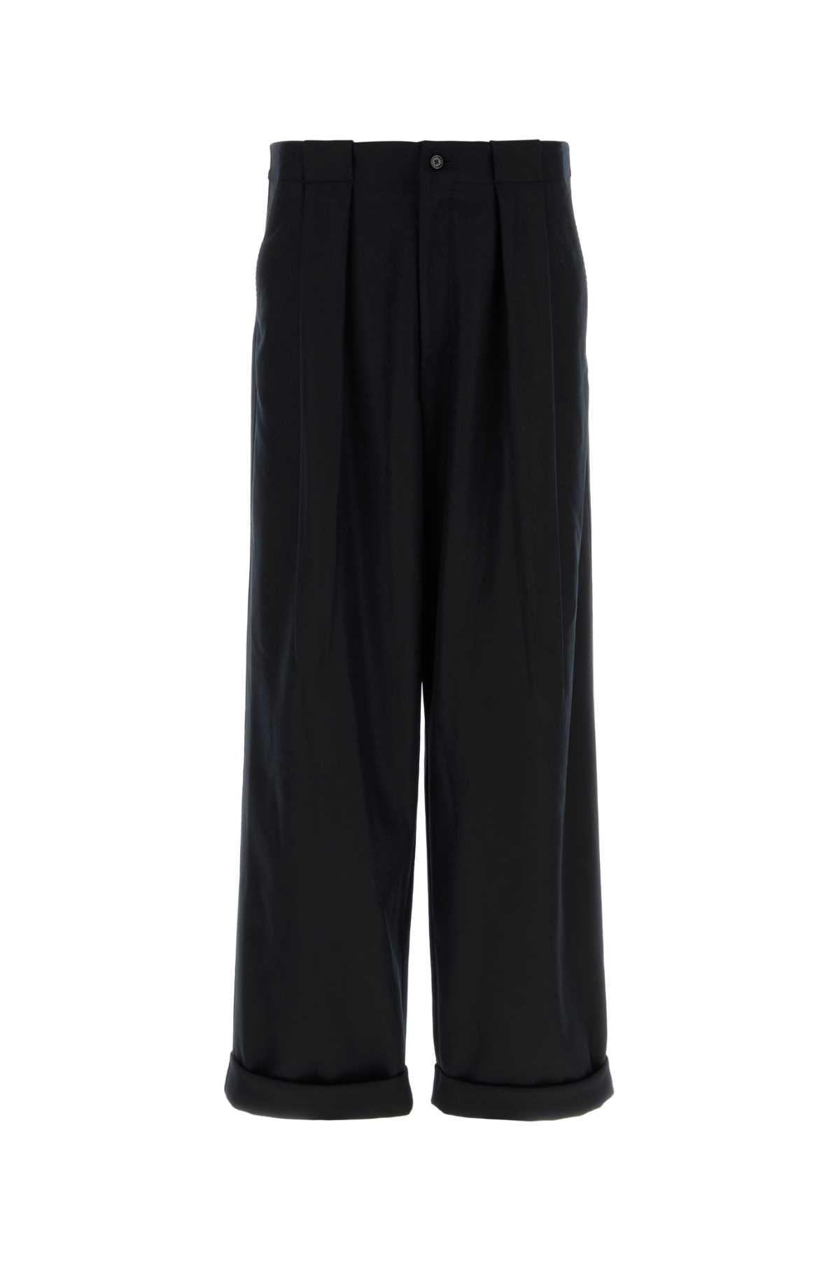 Dolce & Gabbana Virgin Wool Wide-Leg Trousers — Black