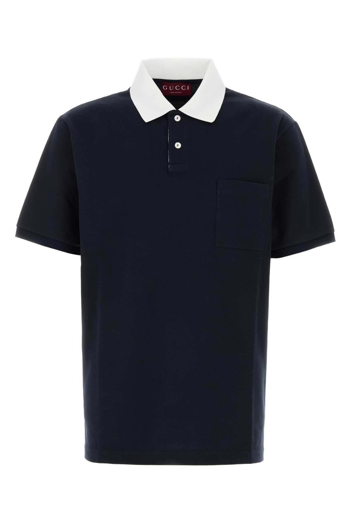 Gucci Stretch Piquet Polo Shirt — Navy
