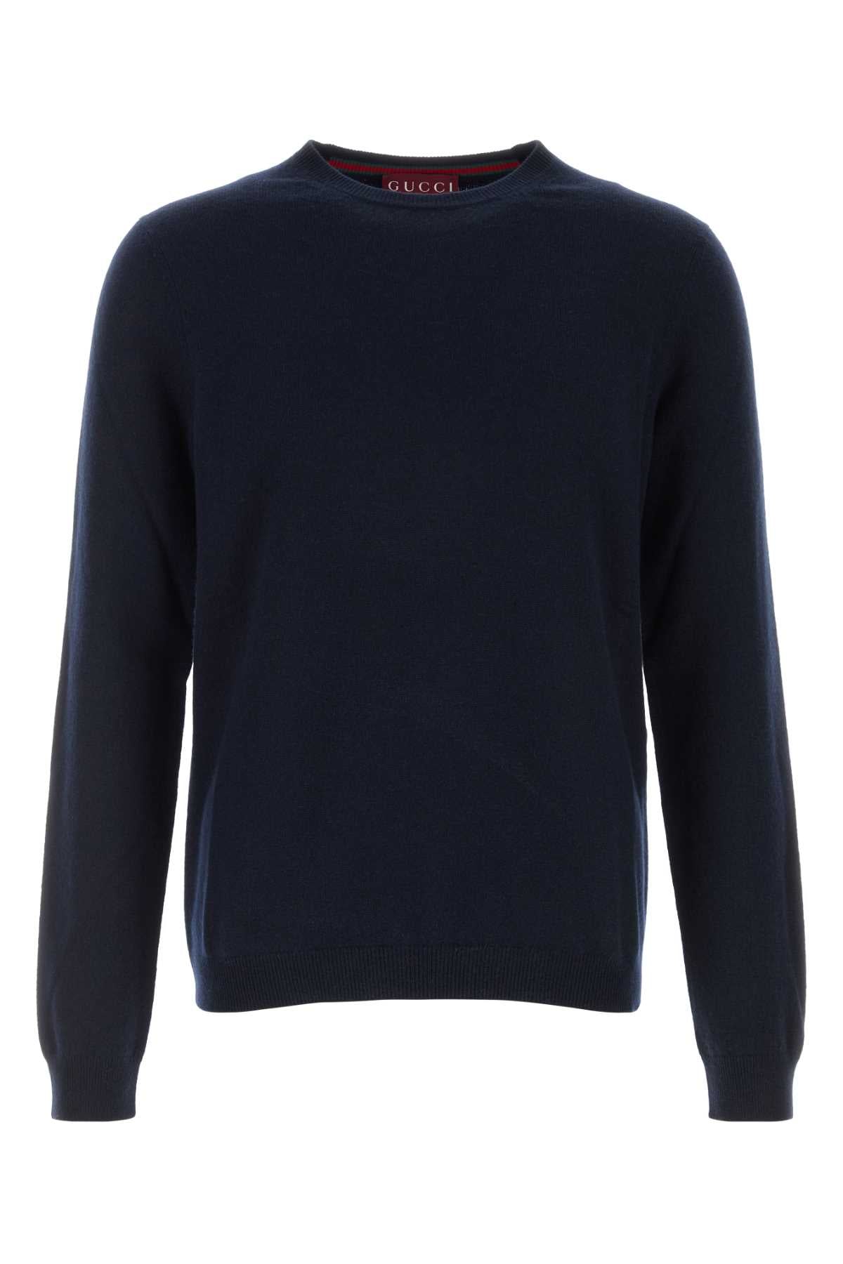 Gucci Cashmere Crew Neck Sweater — Navy
