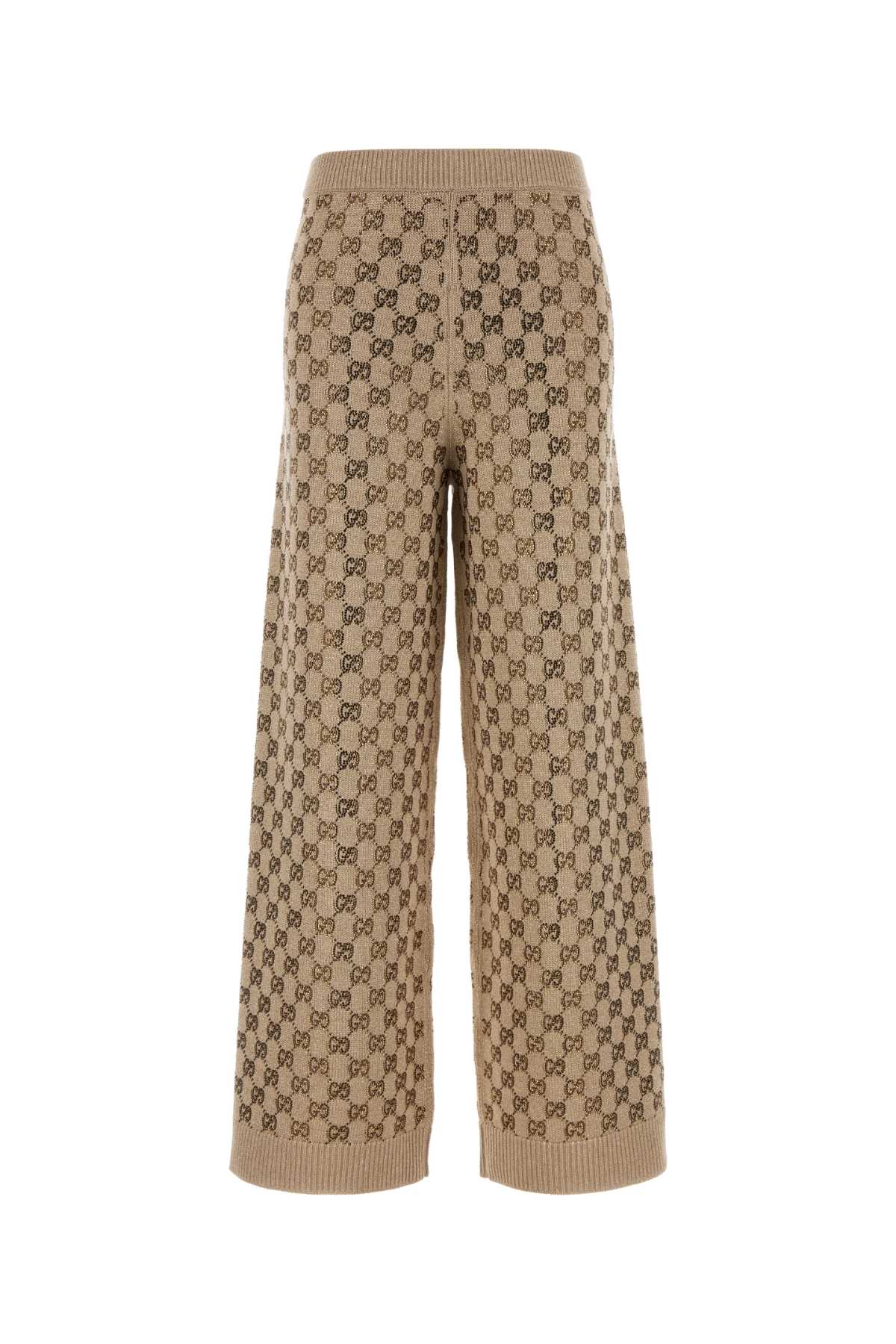 Gucci GG Logo-Jacquard Wool Blend Joggers — Beige