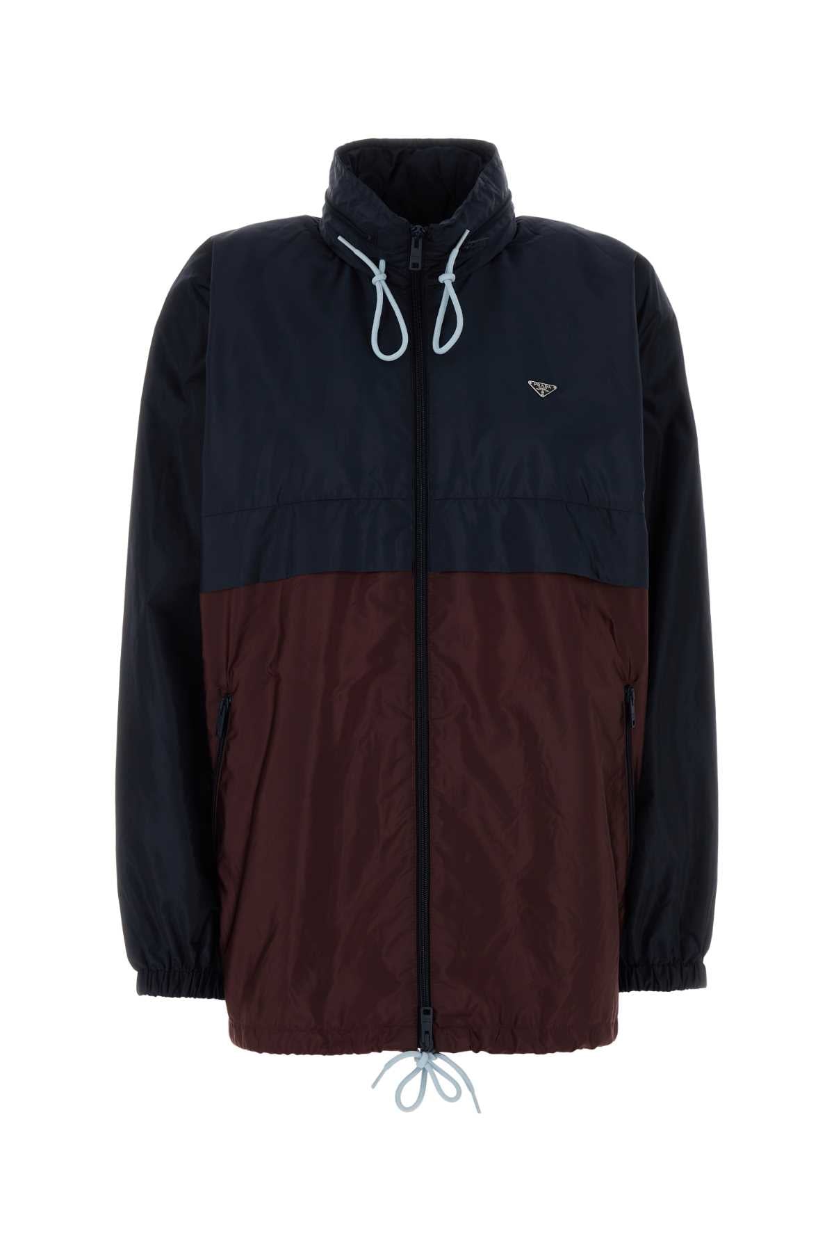Prada Two-Tone Re-Nylon Windbreaker — Navy