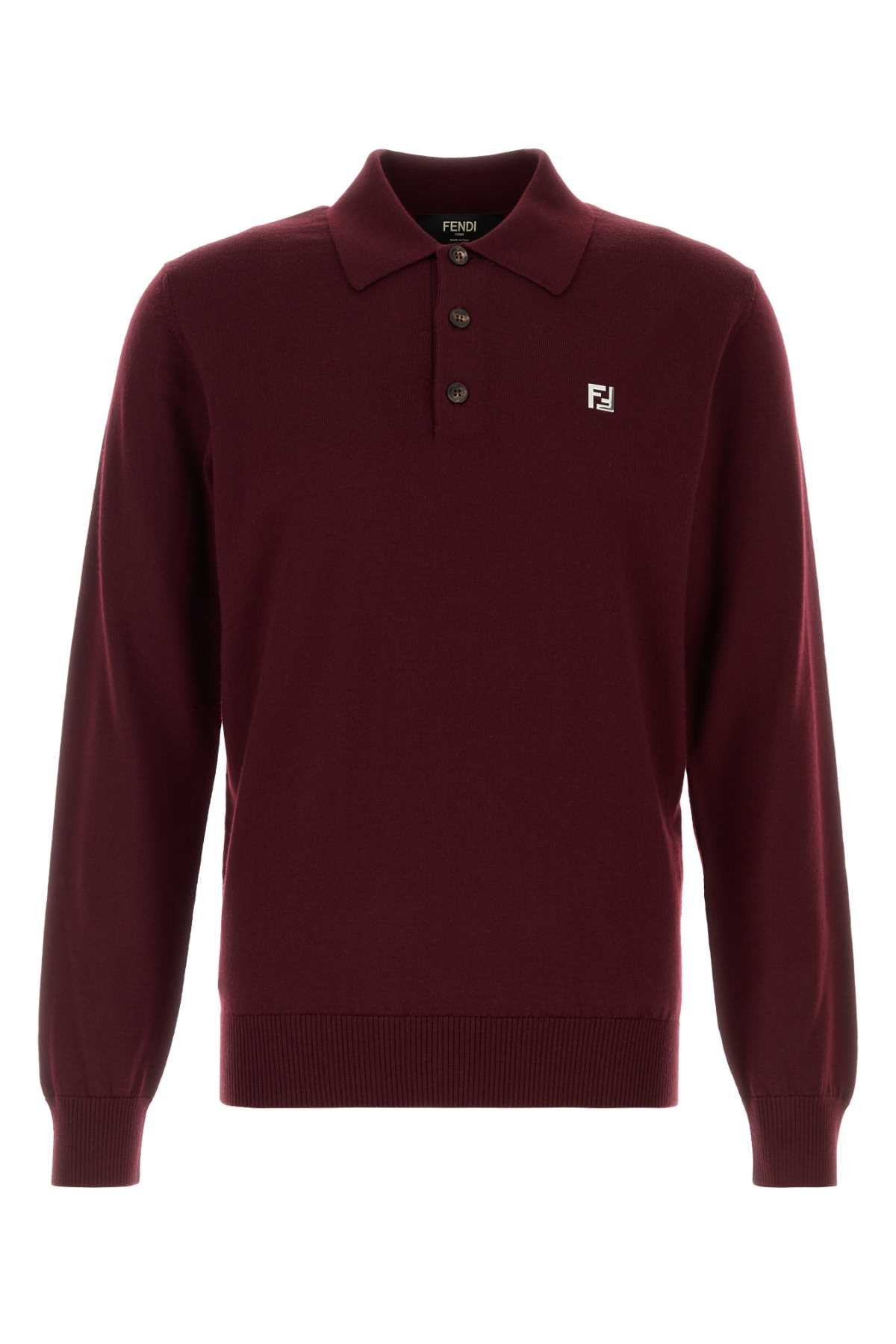 Fendi Stretch Wool Polo — Burgundy