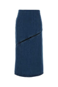 Jil Sander Diagonal Seam Denim Skirt — Blue