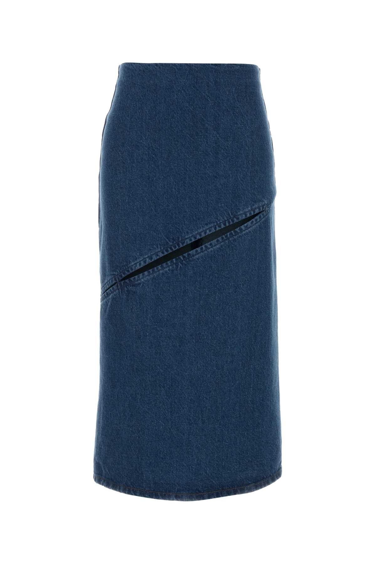 Jil Sander Diagonal Seam Denim Skirt — Blue