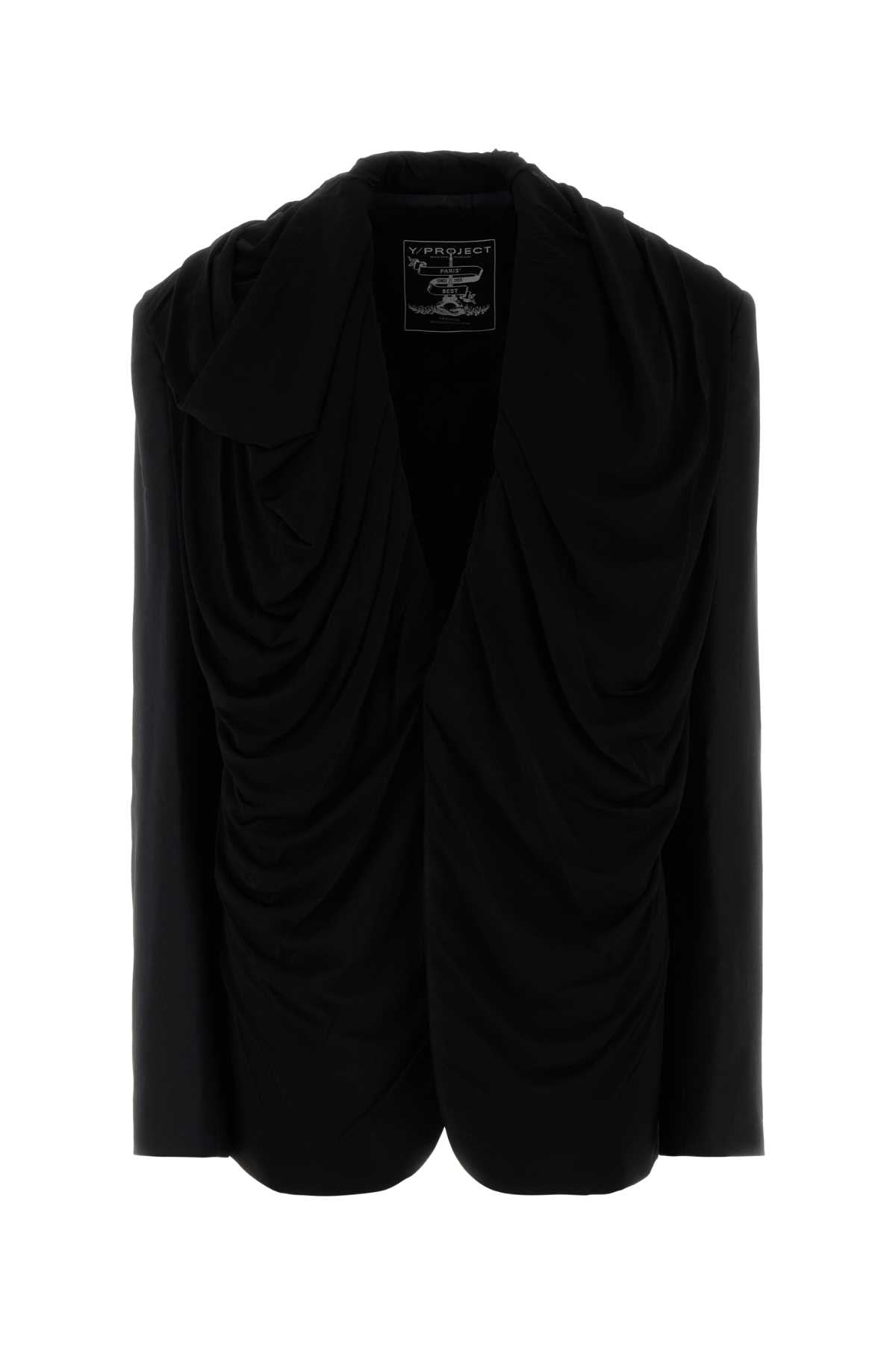 Y Project Draped Hood Blazer — Black