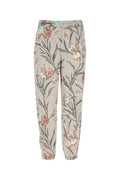 Saint Laurent Floral-Printed Satin Trouser — Beige
