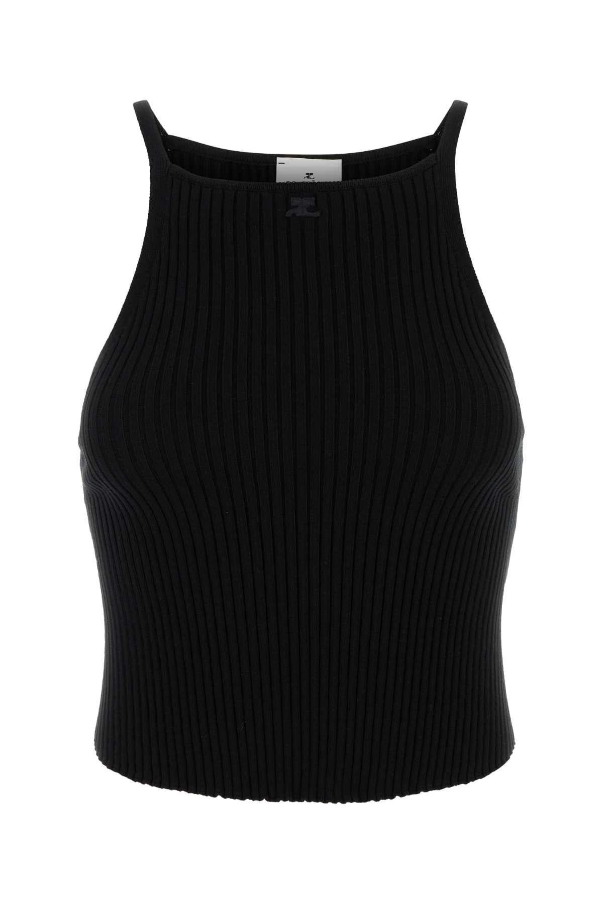 Top de punto Courrèges — Negro