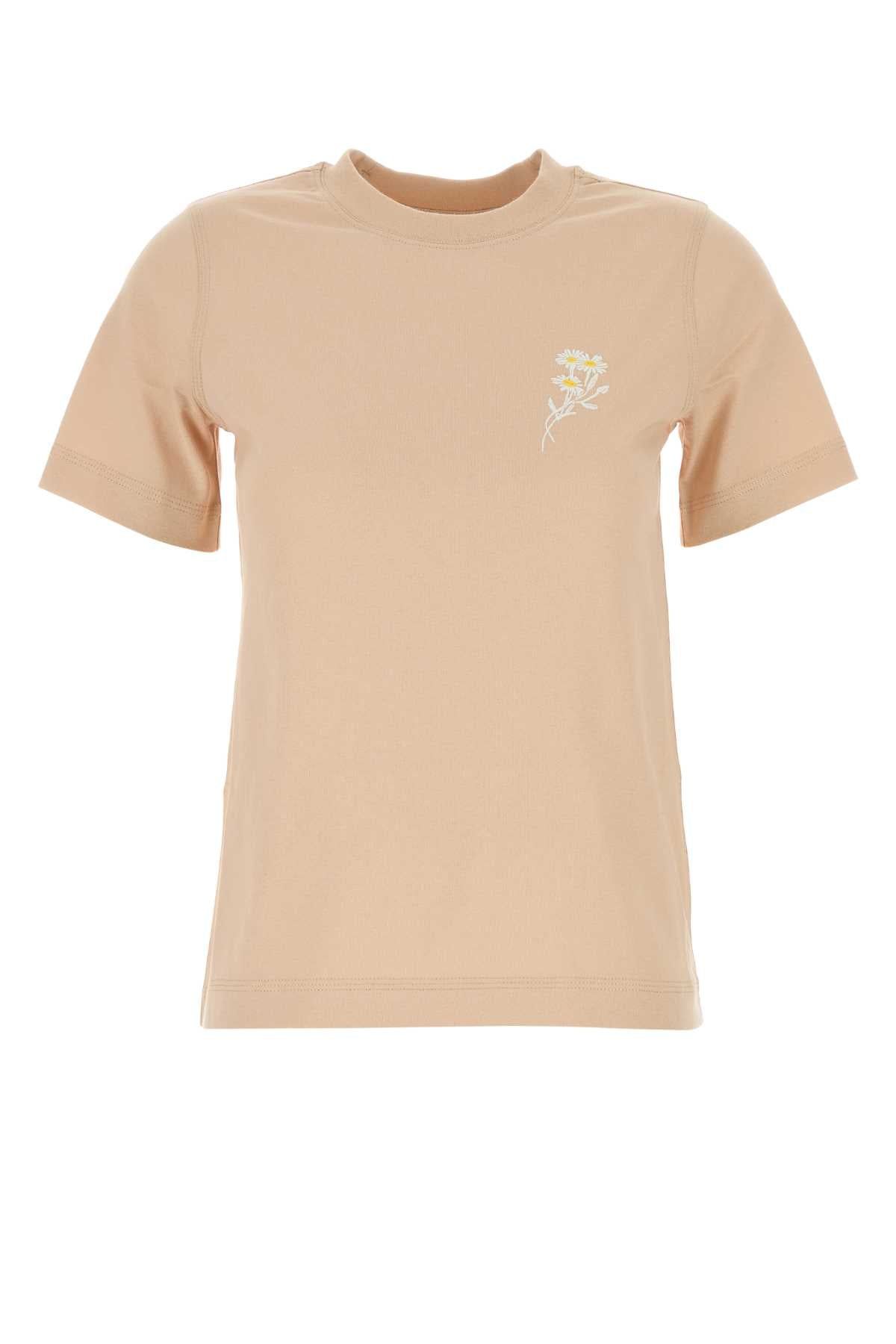 Burberry Embroidered Cotton T-Shirt — Beige