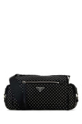 Prada Studded Nylon Shoulder Bag — Black
