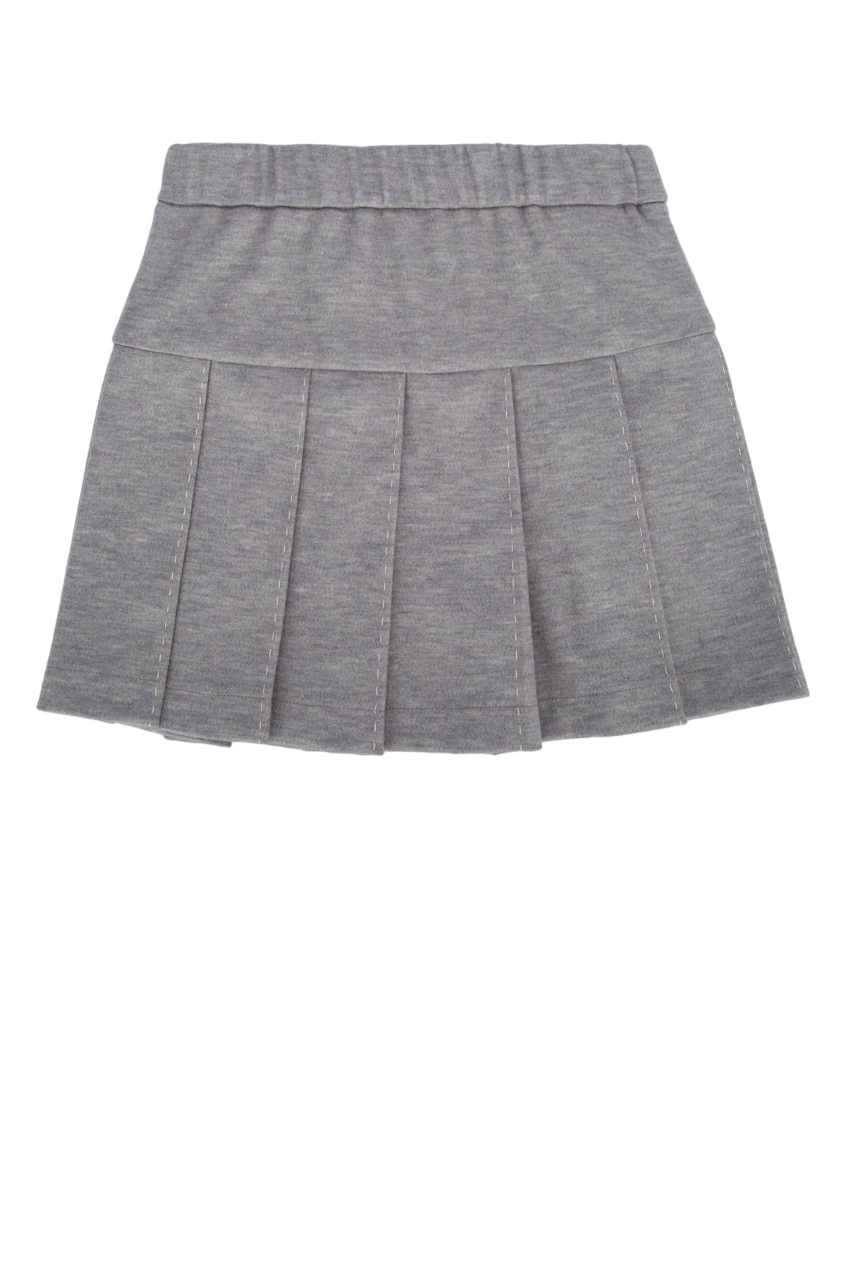 Moncler Jr Pleated Virgin Wool Skirt — Gray