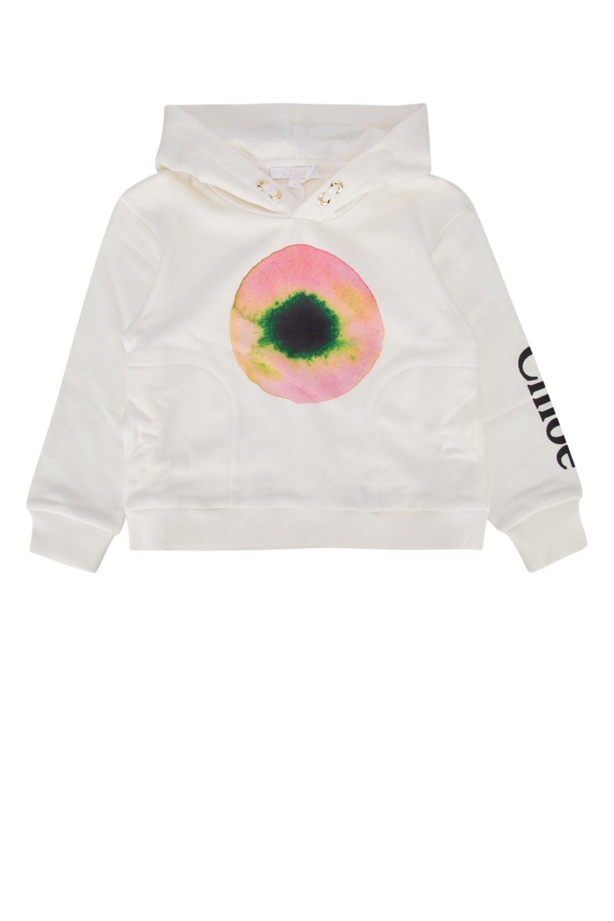 Chloe Kids Graphic Eye Print Cotton Sweatshirt — White