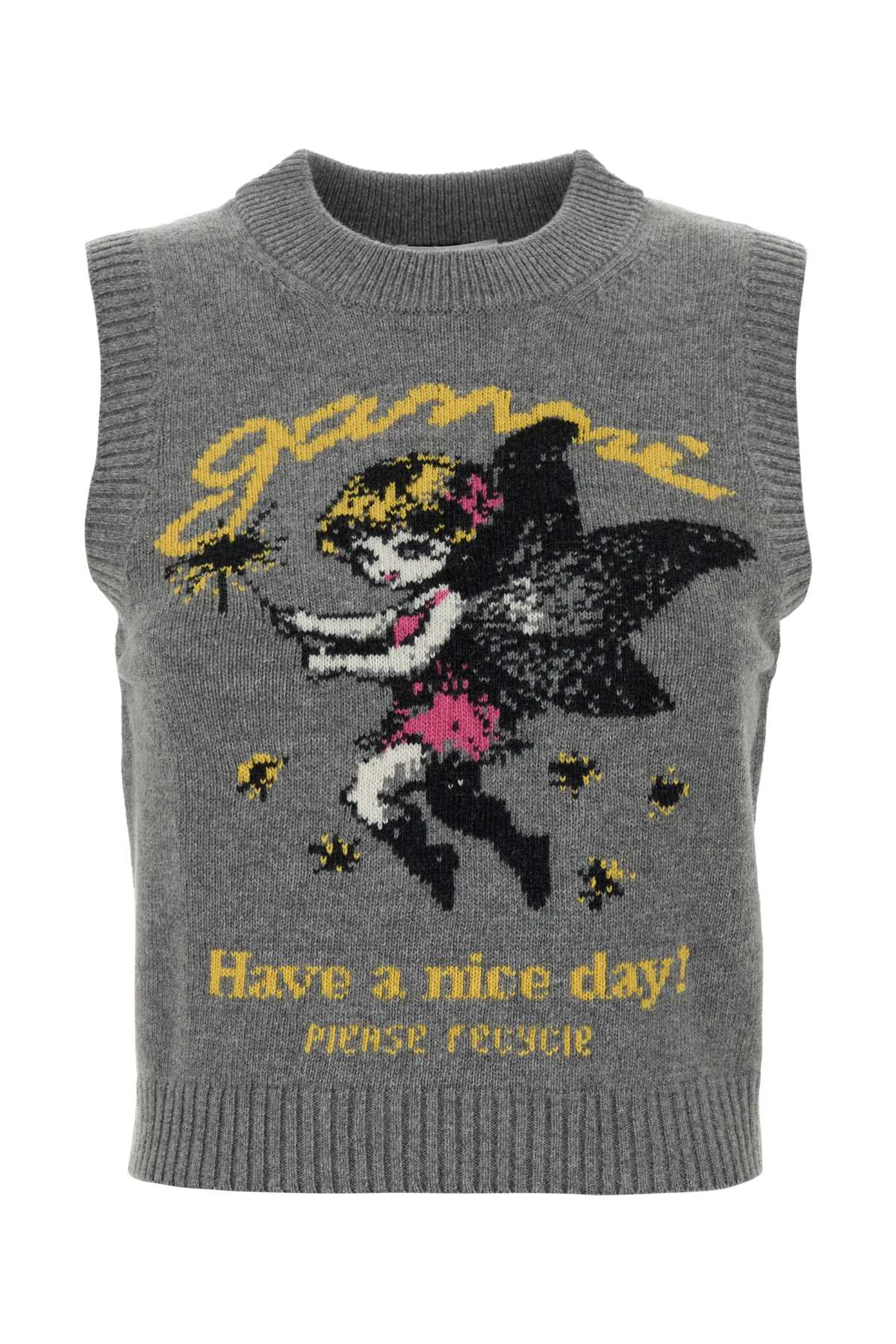 Ganni Wool Sweater Vest — Gray