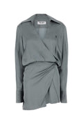 The Attico Wrap Viscose Dress — Gray