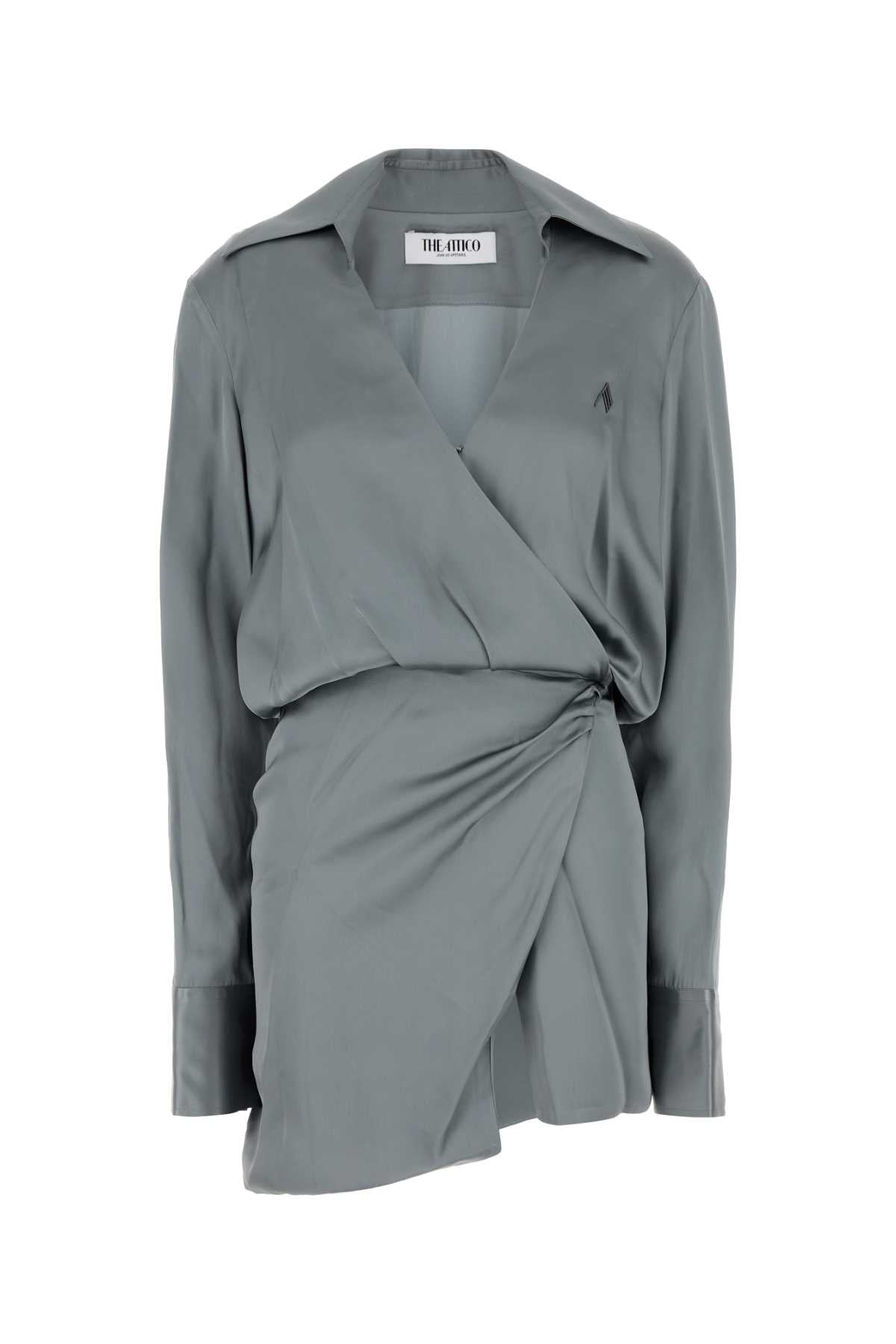 The Attico Wrap Viscose Dress — Gray
