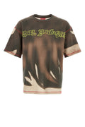 Diesel Printed Cotton with Contrast Trim T-Shirt — Brown