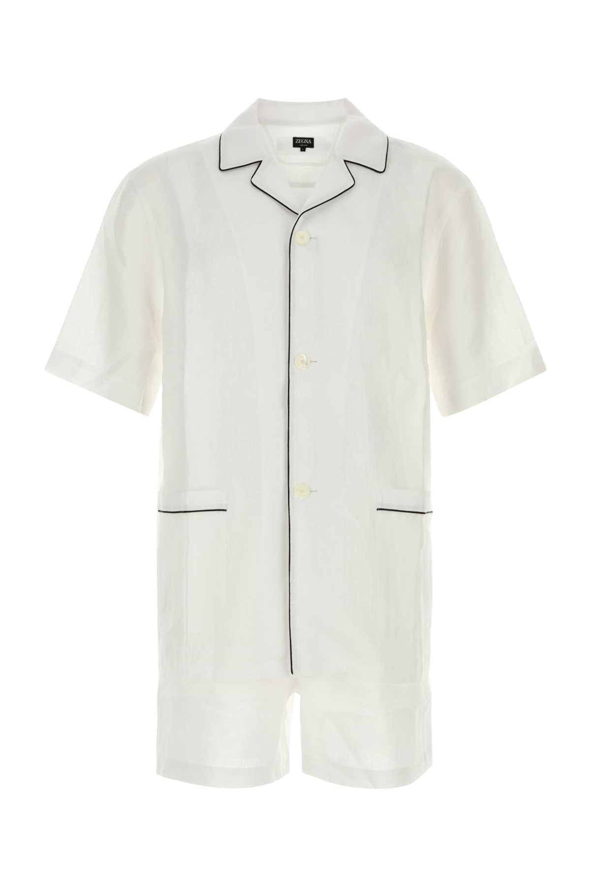 Zegna Linen Pajama Shirt — White