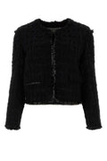Tory Burch Textured Tweed Blazer — Black