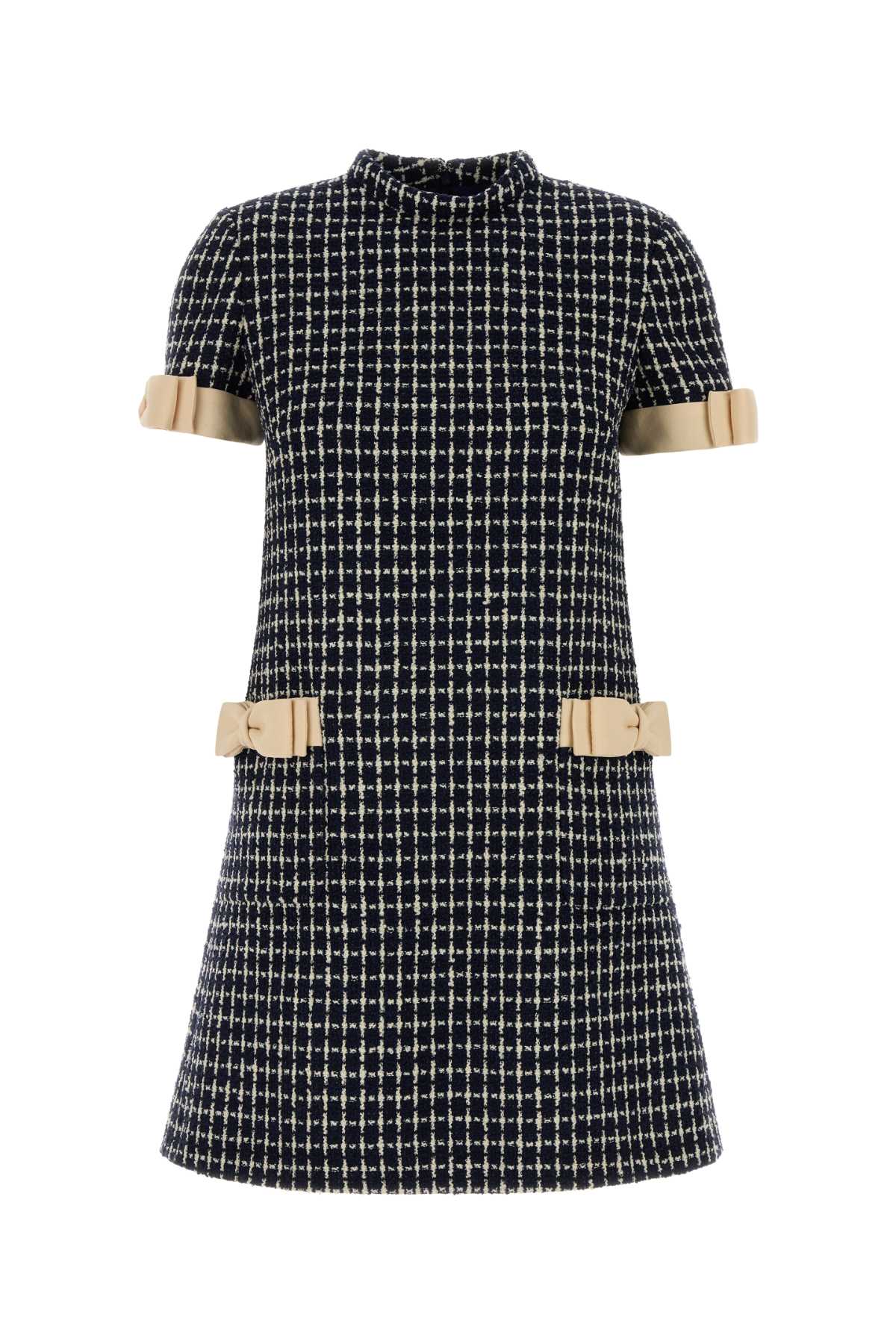 Valentino Garavani Embroidered Tweed Dress — Black