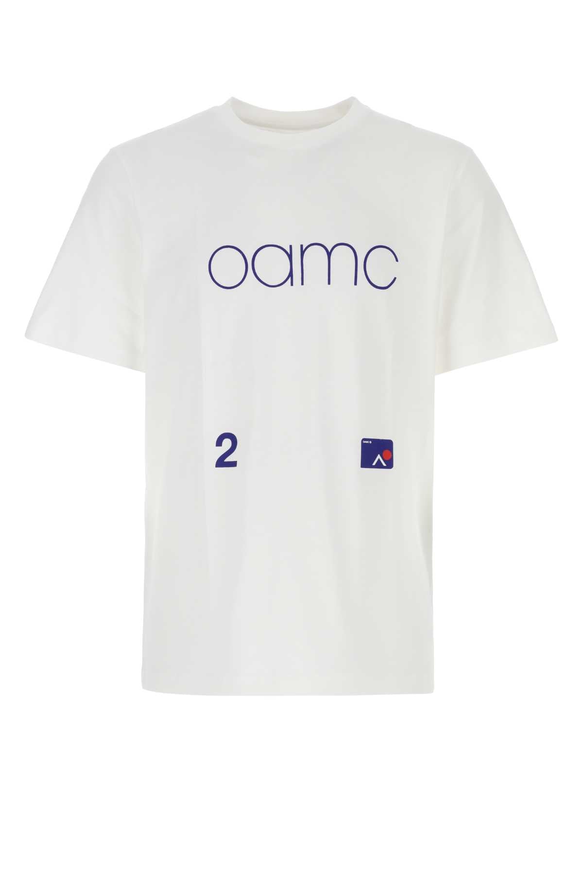 Oamc Logo-Embroidered Cotton T-Shirt — White