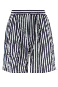Dolce & Gabbana Striped Viscose Blend Bermuda Shorts — Navy