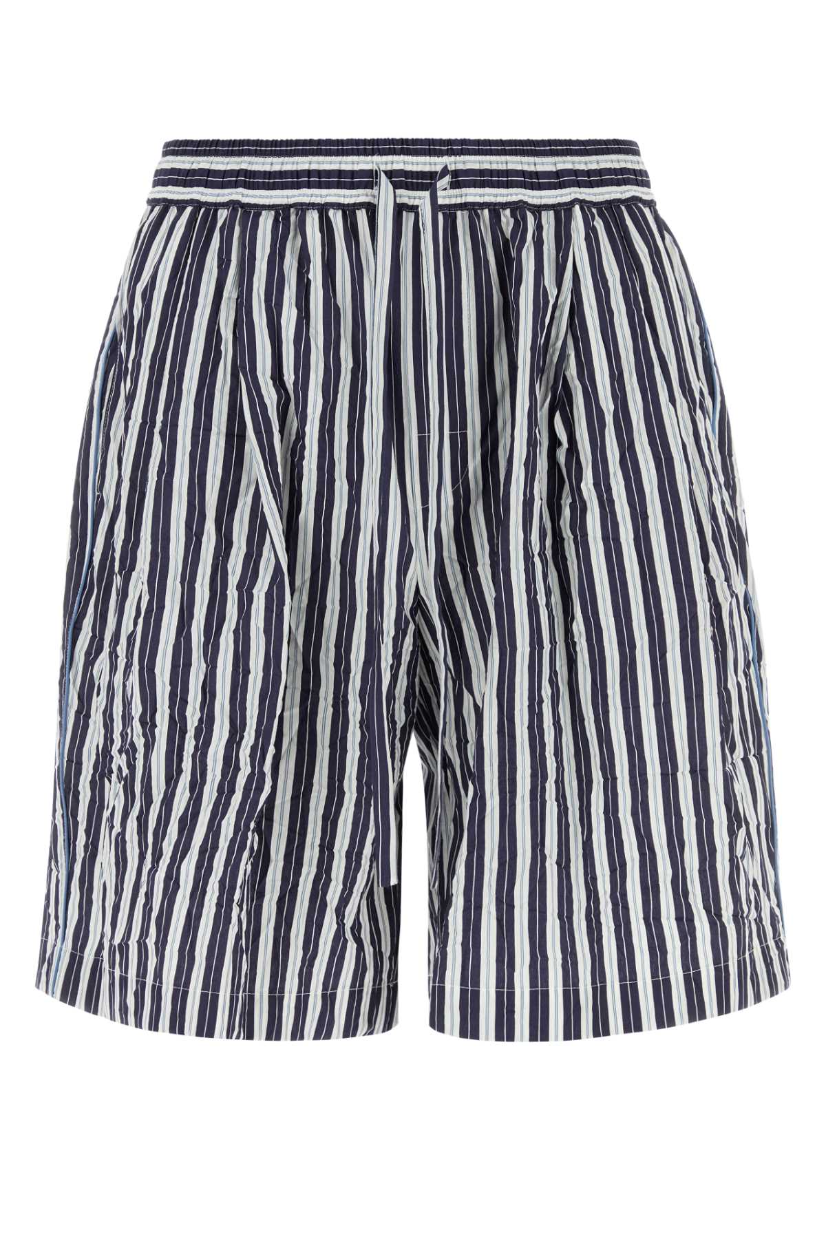 Dolce & Gabbana Striped Viscose Blend Bermuda Shorts — Navy