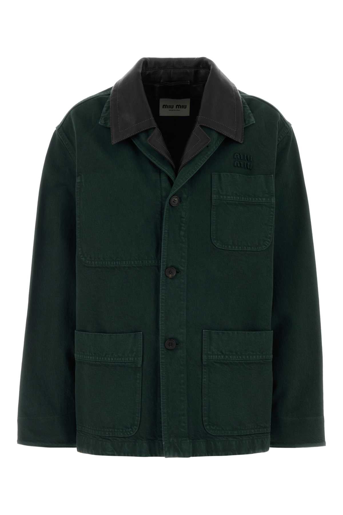 Miu Miu Cotton Denim Jacket — Green