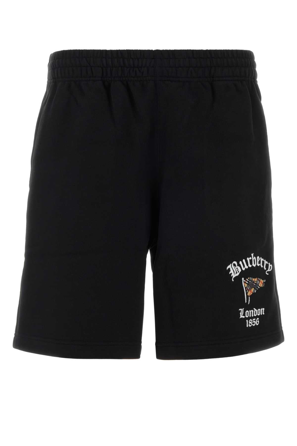 Burberry Cotton Logo-Embroidered Bermuda Shorts — Black