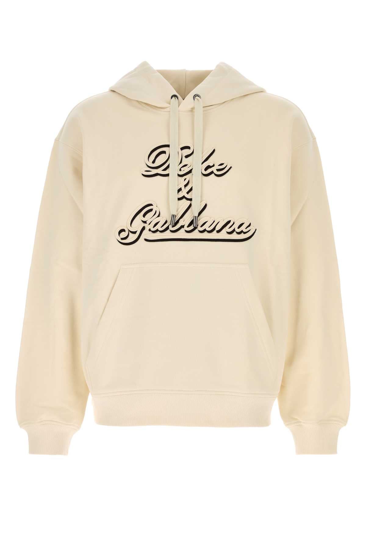 Dolce & Gabbana Logo-Embroidered Cotton Sweatshirt — Beige