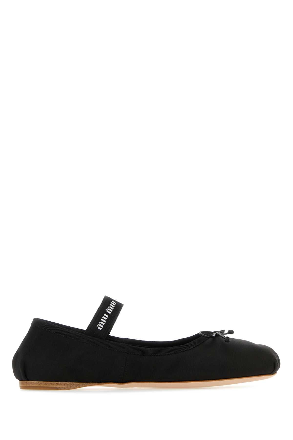 Miu Miu Satin Ballet Flat — Black