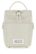 Maison Margiela Leather and Canvas Mini Bucket Bag — Beige