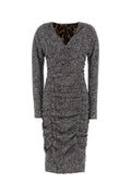 Dolce & Gabbana Herringbone Silk Dress — Black