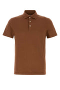 Fedeli Stretch Cotton Polo Shirt — Brown