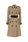 Burberry Double-Breasted Silk-Cotton Trench Coat — Beige