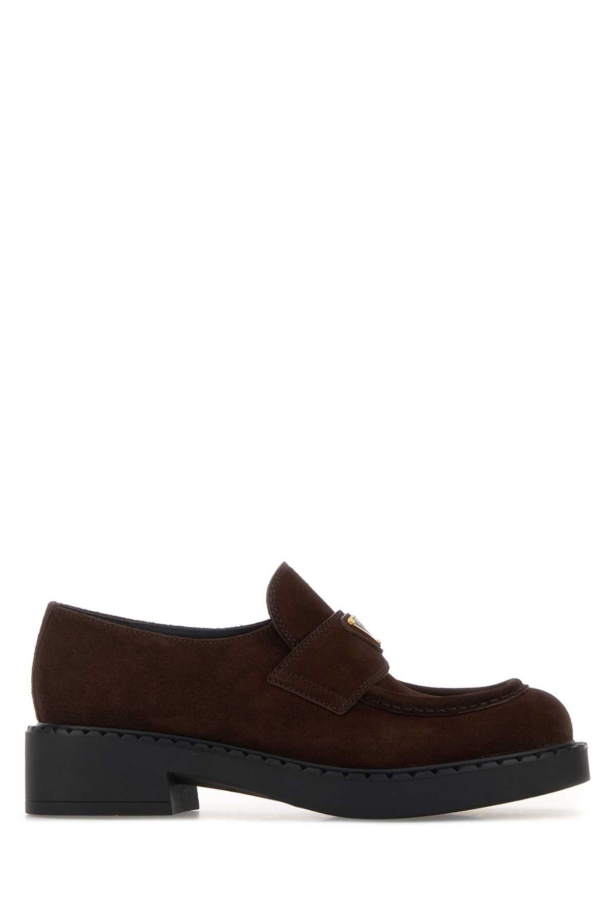 Prada Suede Monk Strap Loafer — Brown