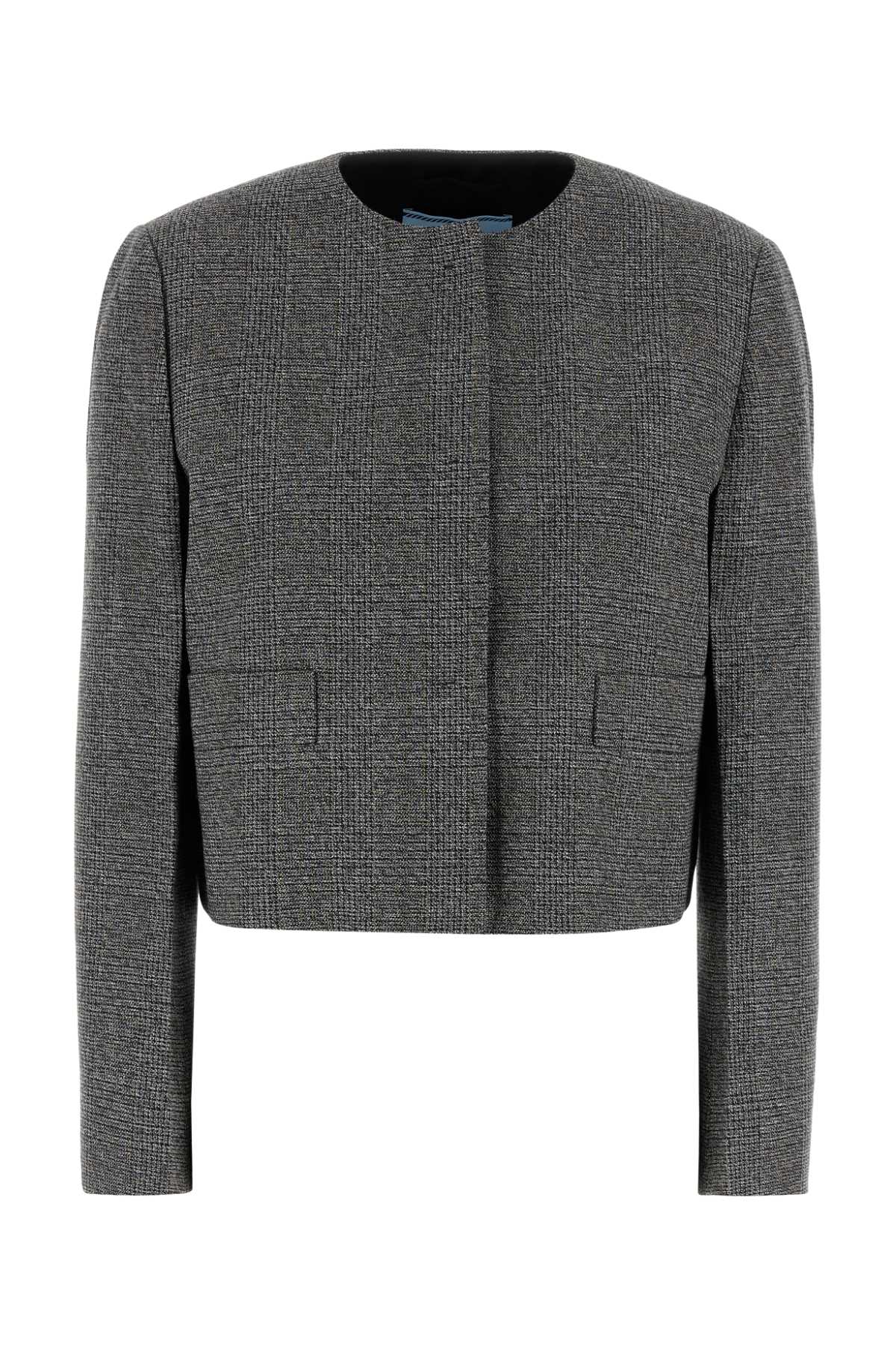 Prada Glencheck Blazer — Gray