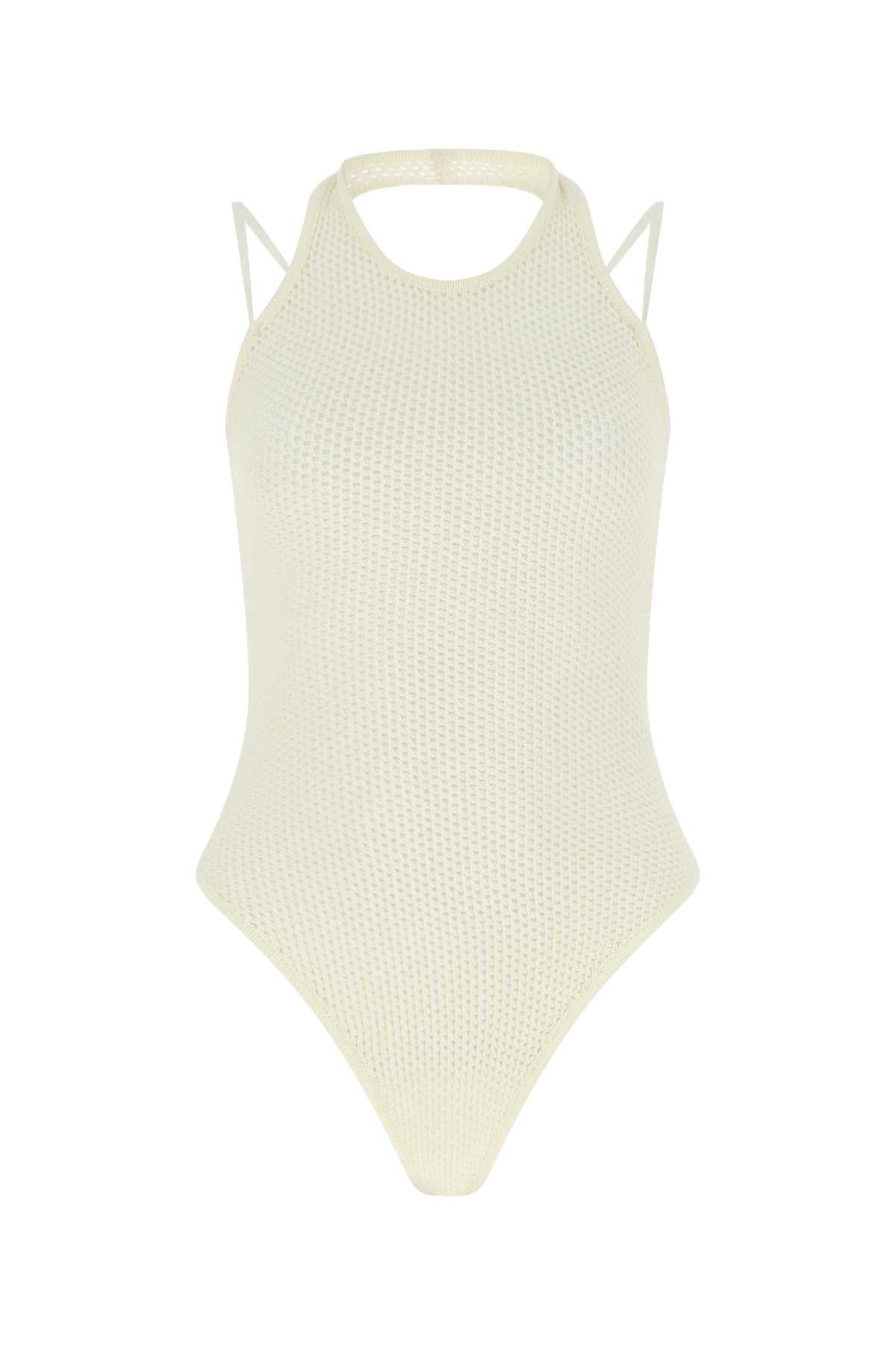 Andrea Adamo Stretch Viscose Blend Bodysuit — Ivory