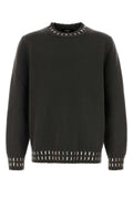 Fendi Wool-Cashmere Blend with Perforated Trim Sweater — Gray