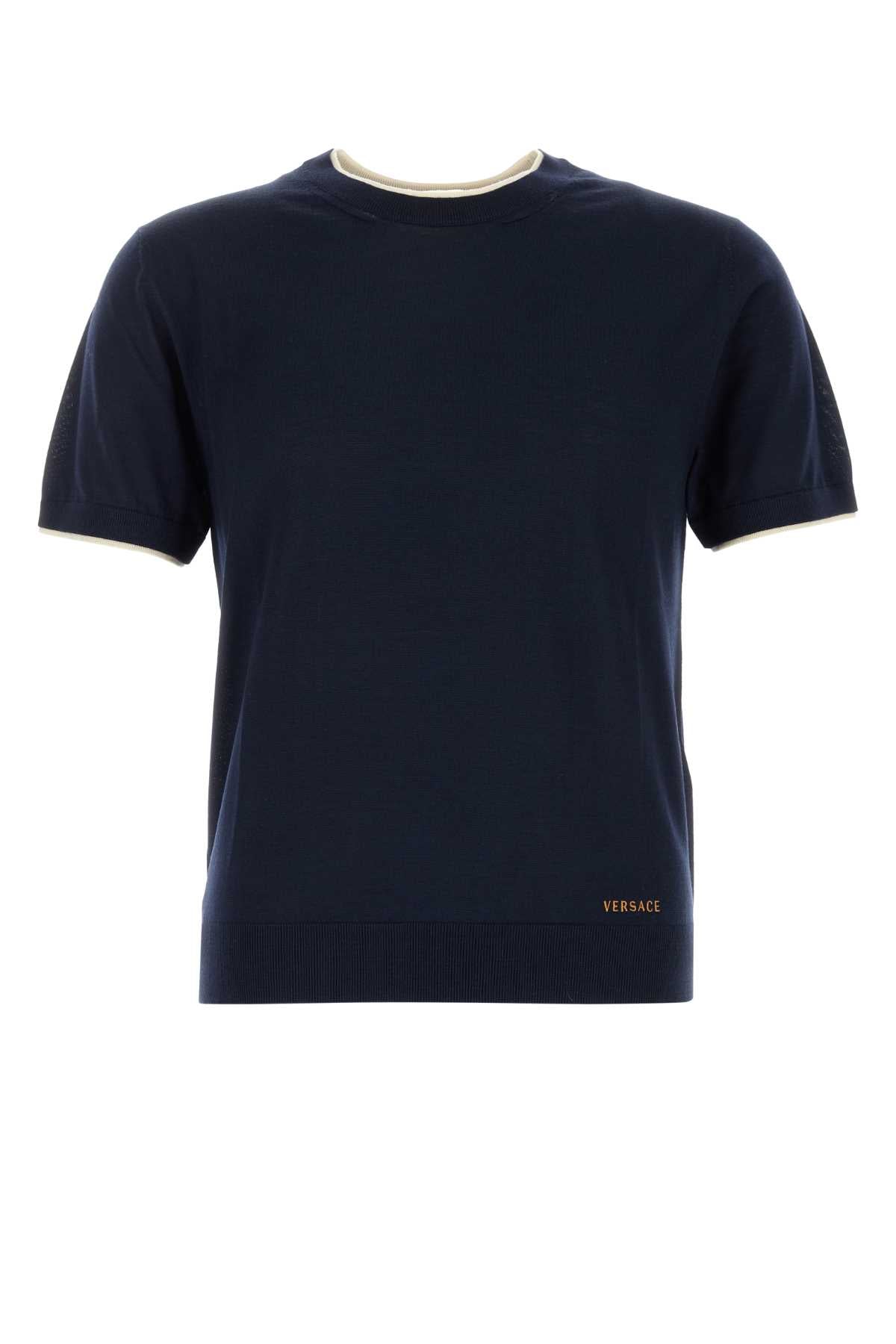 Versace Wool Knit Sweater — Navy