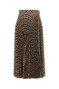 Burberry Checked Pleated Skirt — Beige