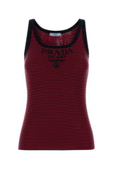 Women's Striped Recycled Silk Tank Top Red Tops