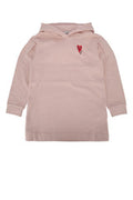 Boys' Heart-Embroidered Hoodie Pink Cotton With Fleece Sweater
