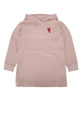 Boys' Heart-Embroidered Hoodie Pink Cotton With Fleece Sweater