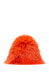 Women's Embellished Raffia Bucket Hat Orange