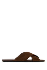 Women's Chocolate Suede Slippers Cacao Flat Shoes